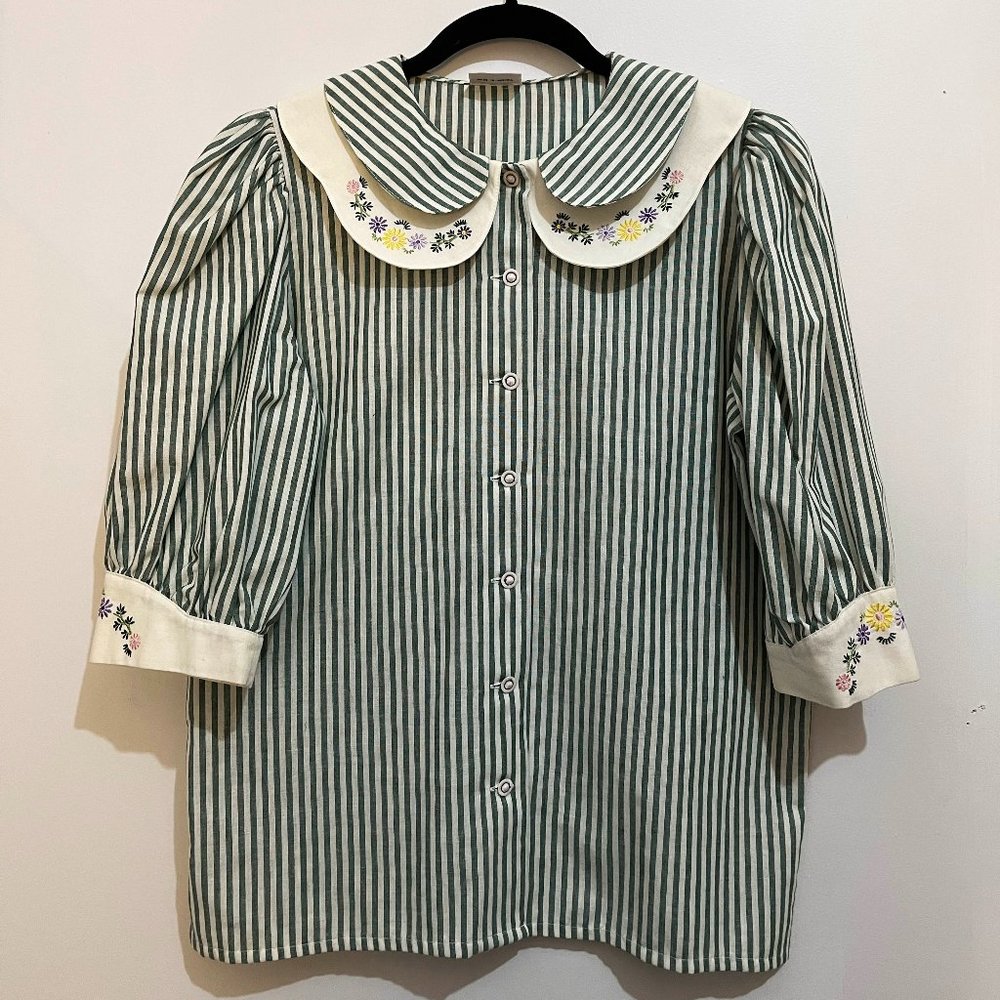 Vintage Austrian Sportalm Kitzbühel floral embroidered cotton and linen blouse